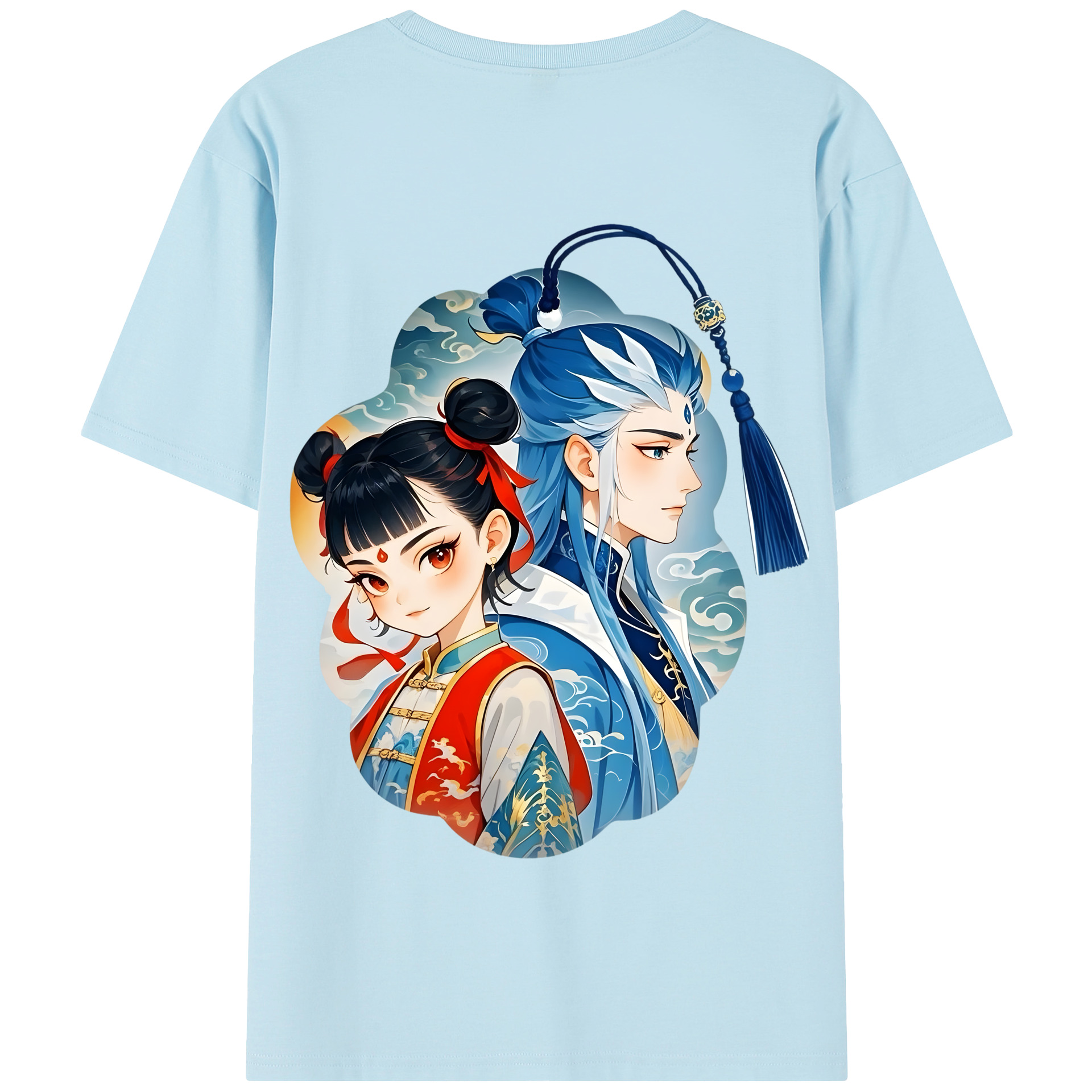 （画像用） Ne Zha 2 ナタ 魔童の大暴れ 綿100％半袖Tシャツ（背面プリント）